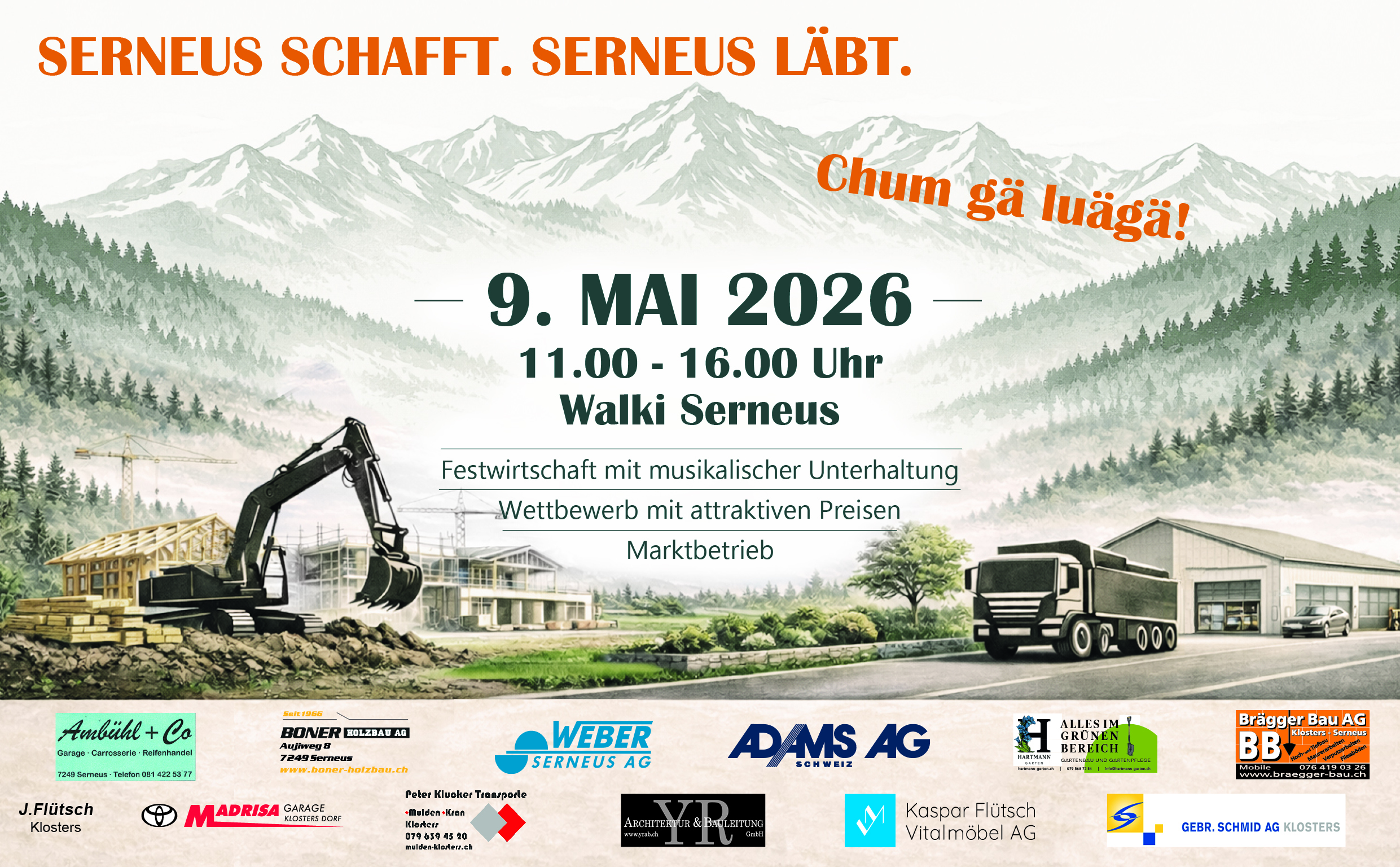 Plakat Gewerbeausstellung Serneus 9. Mai 2026